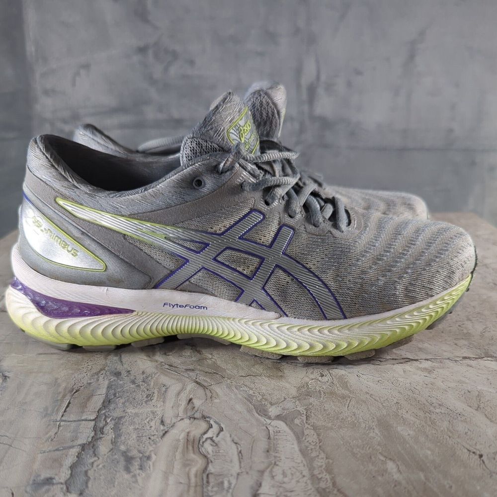 Asics Womens Gel Nimbus 22 1012A587 Gray Running Shoes Sneakers Size 7.5